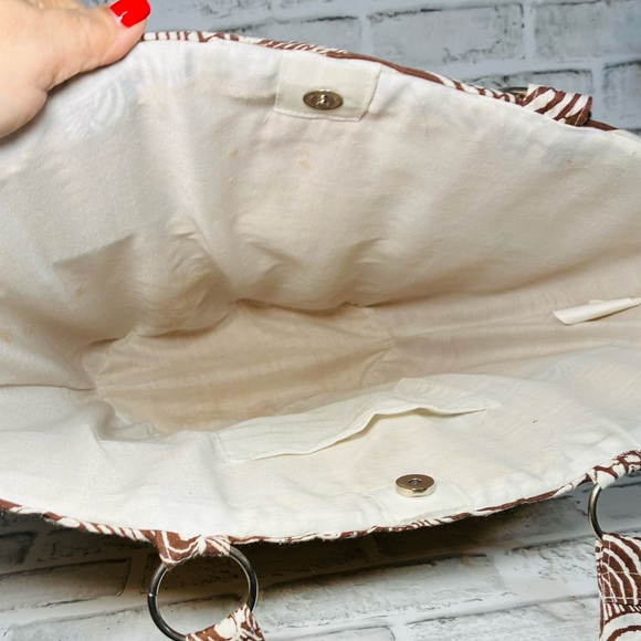 Stylish Yellow Straw with Brown and White Ribbon Accents Tote/Beach Bag - Picture 9 of 9